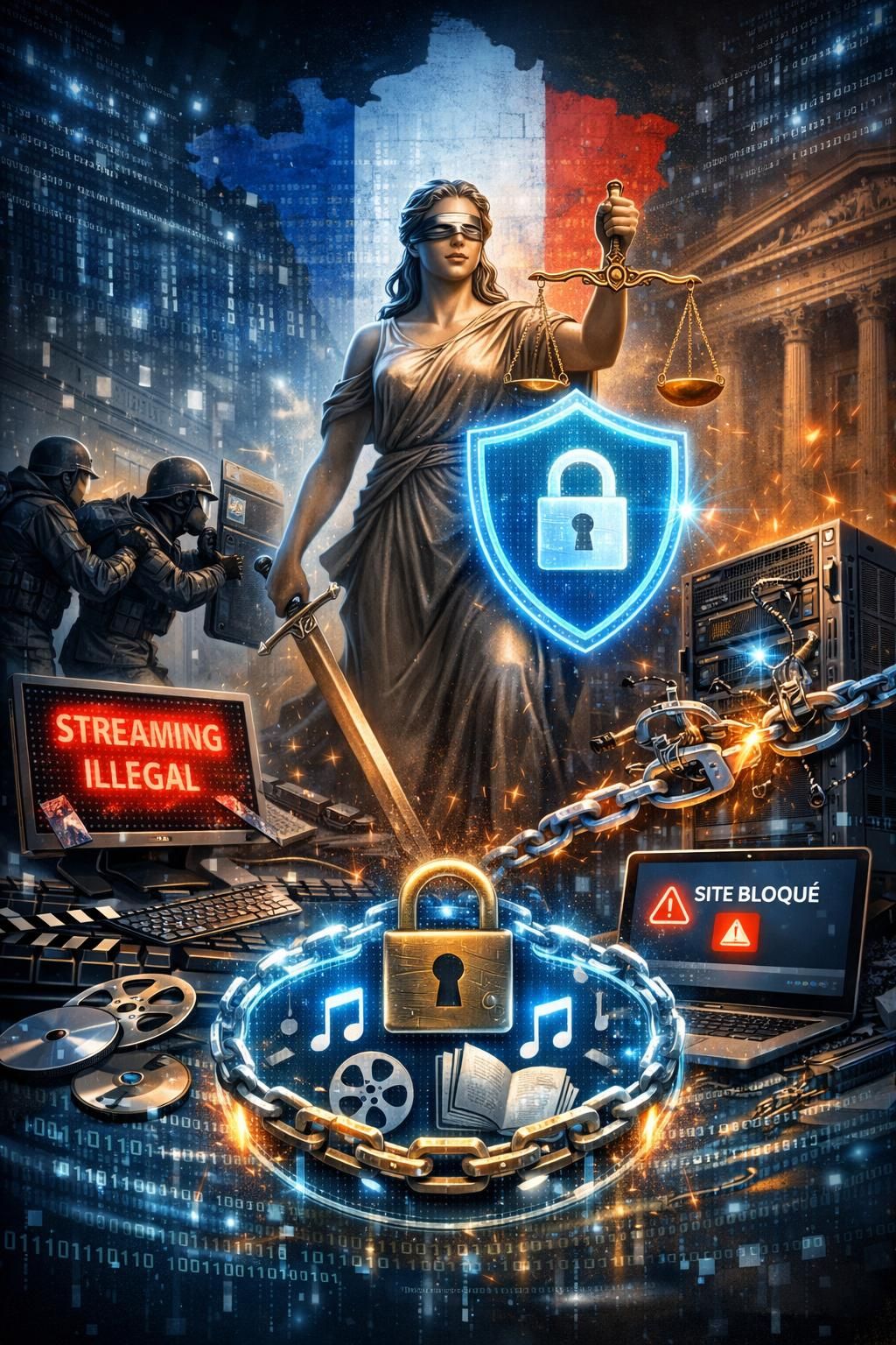 la justice démantèle neuf plateformes illégales majeures, dont zone-téléchargement, moiflix et noctaflix, en une opération massive contre le piratage en ligne.